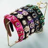 baroque style rhinestone glass diamond wide-brim headband