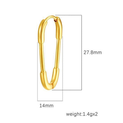 1 Pair Simple Style Paper Clip Solid Color Plating 304 Stainless Steel 18K Gold Plated Earrings