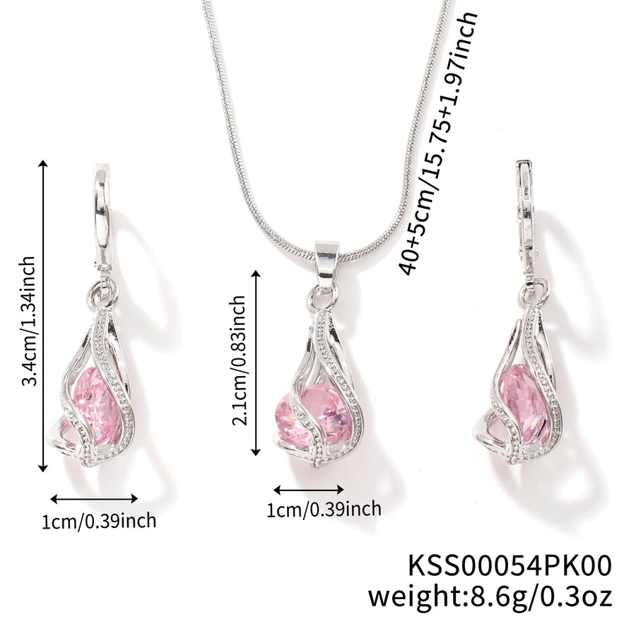 Copper Rhodium Plated Inlay Lantern Glass Jewelry Set