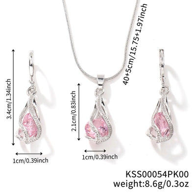 Copper Rhodium Plated Inlay Lantern Glass Jewelry Set