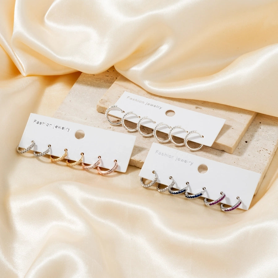 1 Pair Casual Elegant Lady Round Inlay Copper Zircon Rhodium Plated Earrings