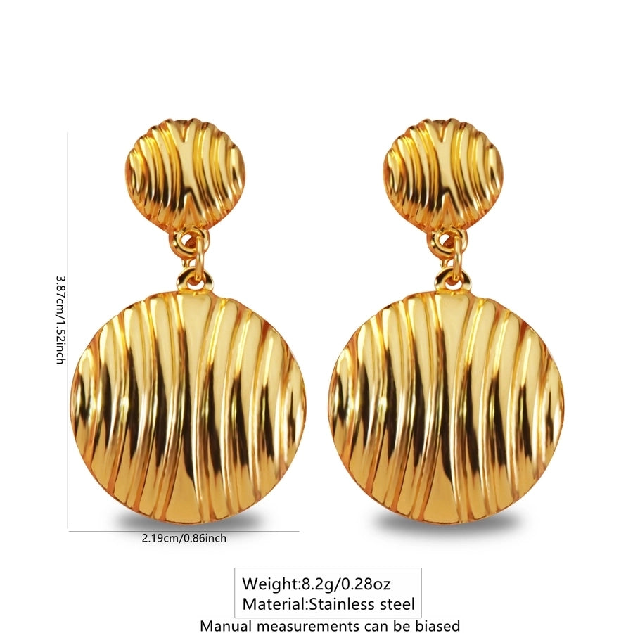 1 Pair Simple Style Classic Style Streetwear Round 304 Stainless Steel Imitation Gold  Drop Earrings