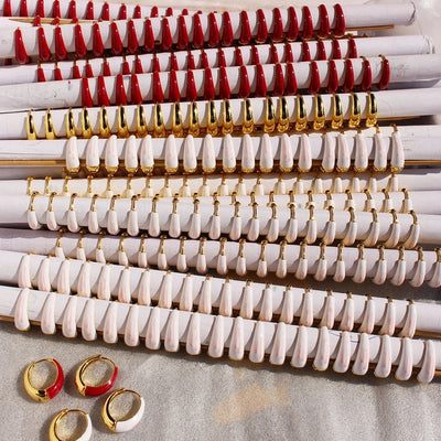 1 Pair Simple Style Circle Enamel Brass 24K Gold Plated Earrings