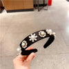 fashion flower bee alloy cloth inlay artificial pearls rhinestones hair band 1 piece