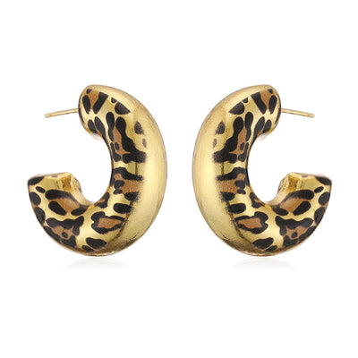 1 Pair Vintage Style C Shape Snake Pattern Leopard Plating Copper 18K Gold Plated Ear Cuffs Ear Studs