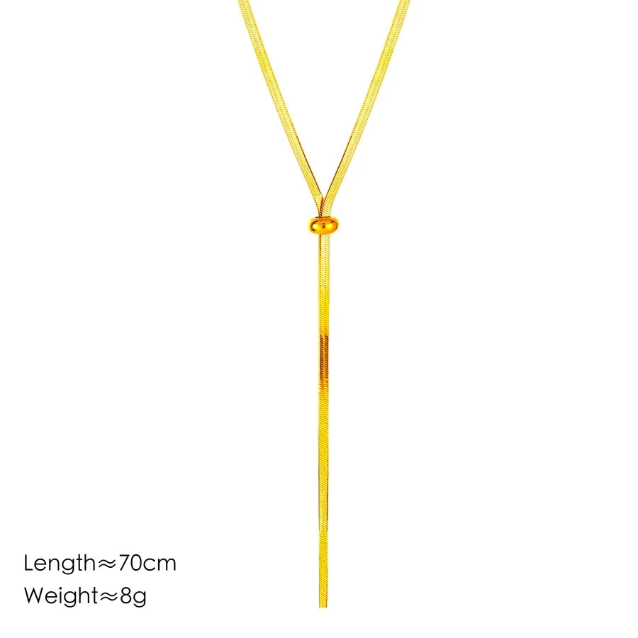 Jewelry Elegant Streetwear Solid Color 304 Stainless Steel Long Necklace Necklace