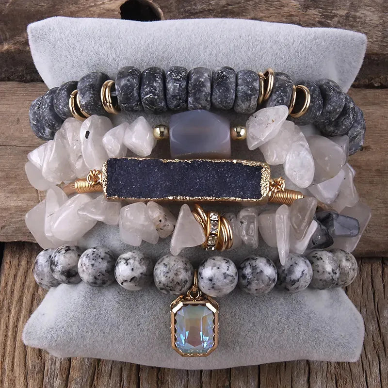 Vintage Style Simple Style Geometric natural stone Beaded Chain Bracelets In Bulk