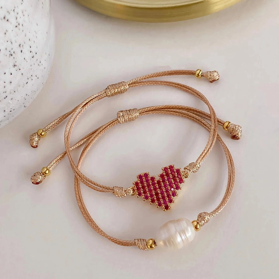 Freshwater Pearl Copper Heart Shape Pearl Bracelets