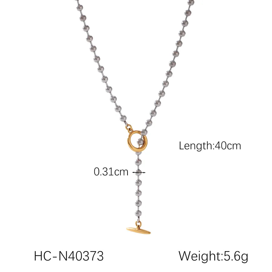 Wholesale Jewelry IG Style Rock Punk Geometric 304 Stainless Steel Titanium Steel 18K Gold Plated Necklace ball chain