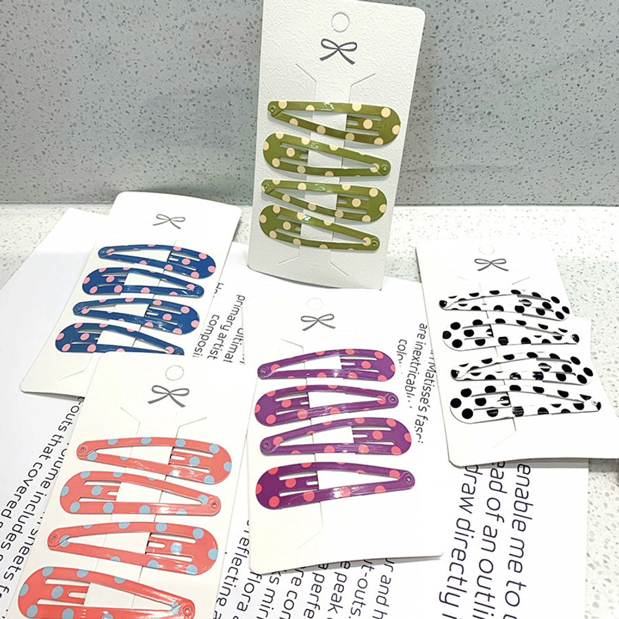 simple style water droplets metal plating hair clip 1 set