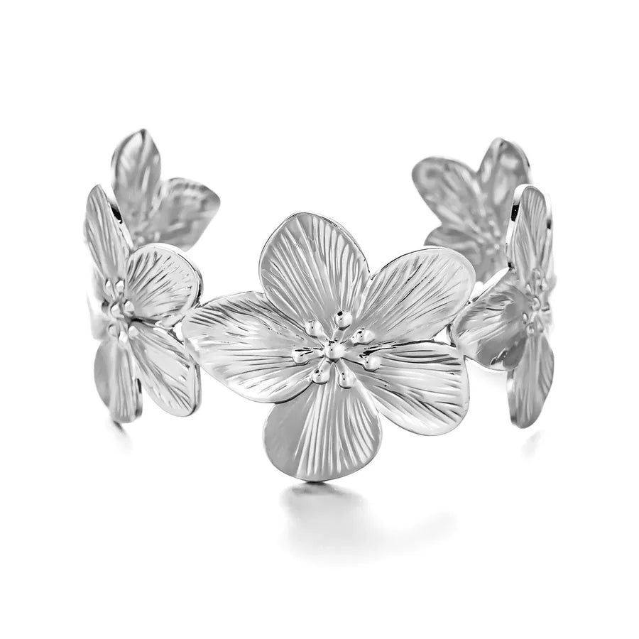 Vintage Style Simple Style Flower Butterfly 304 Stainless Steel Bangle In Bulk