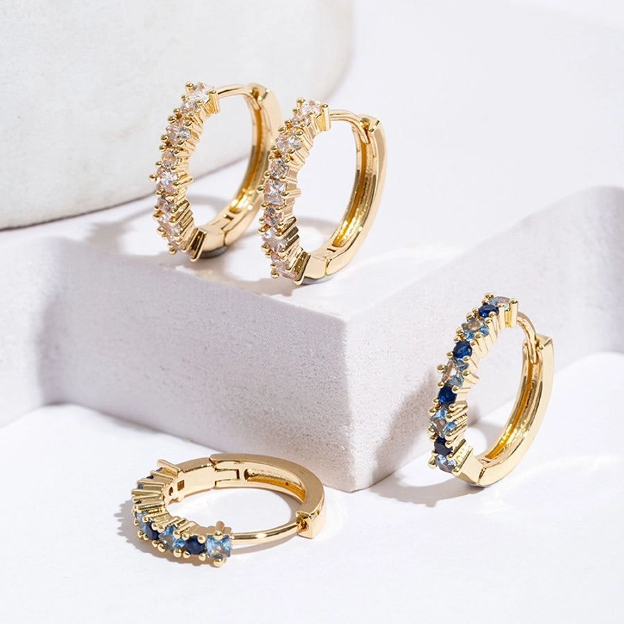 1 Pair Casual Elegant Geometric Plating Copper Zircon Earrings