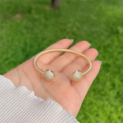 Multi-Style Copper Plating 18K Gold round Inlaid Full Rhinestone Zircon Bracelet Fashion High-End Suitable for Daily Wear Valentine's Day Gift