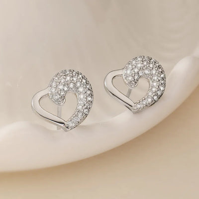 1 Pair Retro Simple Style Commute Heart Shape Plating Hollow Out Inlay Copper Zircon Ear Studs