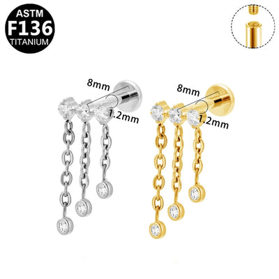 1 Piece Lip Rings Elegant Glam Ethnic Style Clouds Smile Face Wings 304 Stainless Steel Pure Titanium Titanium Alloy Tassel Zircon 14K Gold Plated White Gold Plated Lip Rings Ear Cartilage Rings & Studs