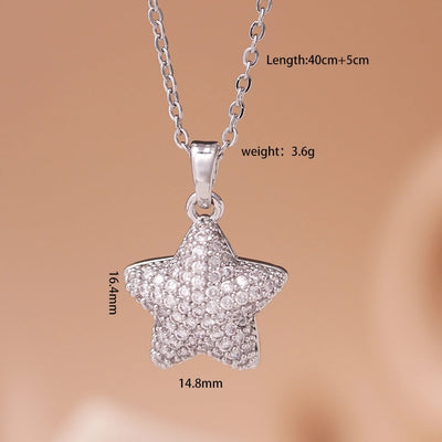 Jewelry Glam IG Style Pentagram 304 Stainless Steel Copper Zircon Inlay Pendant Necklace