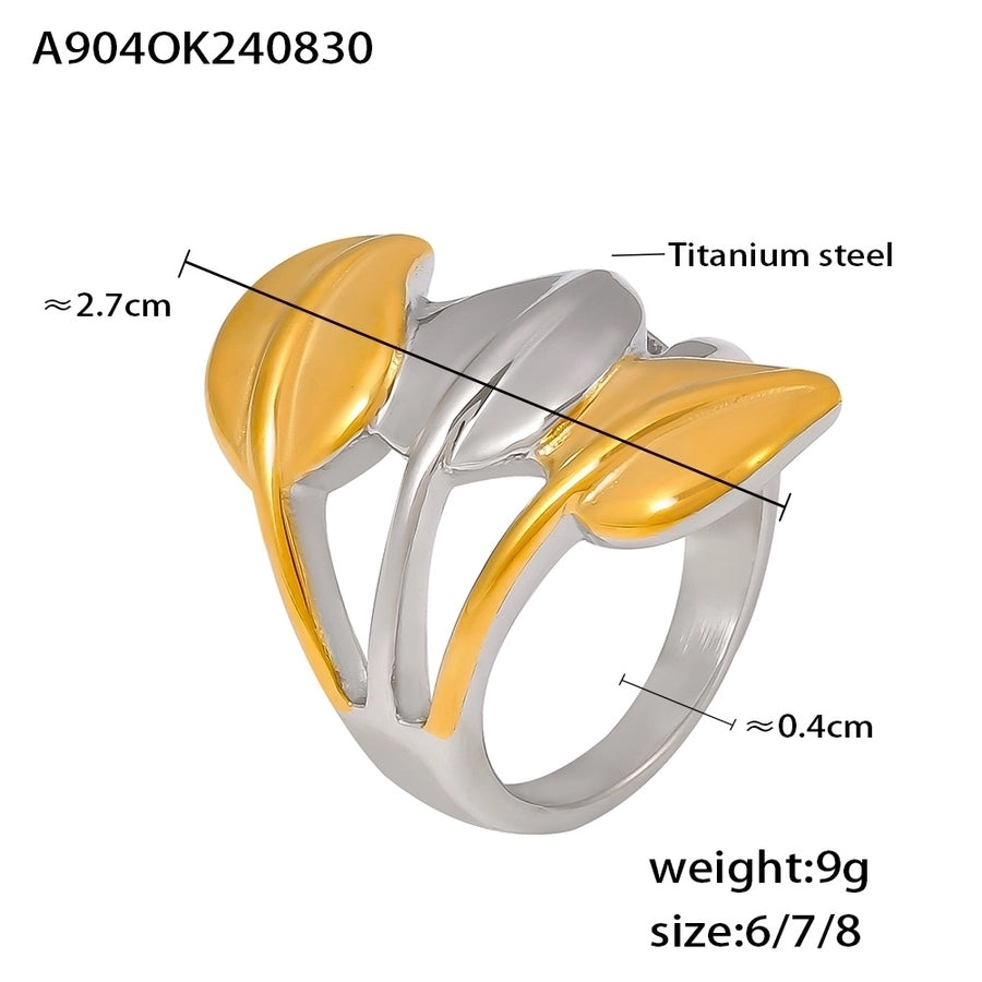 Jewelry Sweet Pastoral Artistic Leaves Titanium Steel 18K Gold Plated Rings
