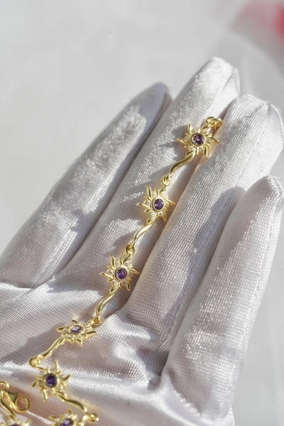 Copper 14K Gold Plated Inlay Sun rose flower Bow Knot Zircon Bracelets Necklace