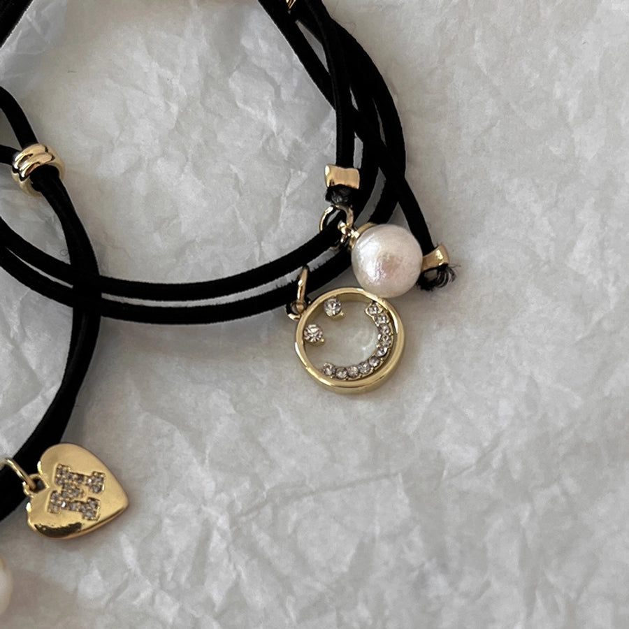 Women's Simple Style Heart Shape Smiley Face Alloy Hair Tie