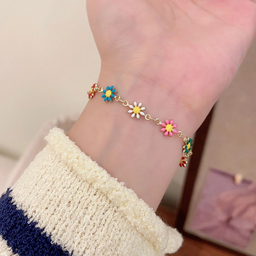 Copper Enamel Daisy Bracelets