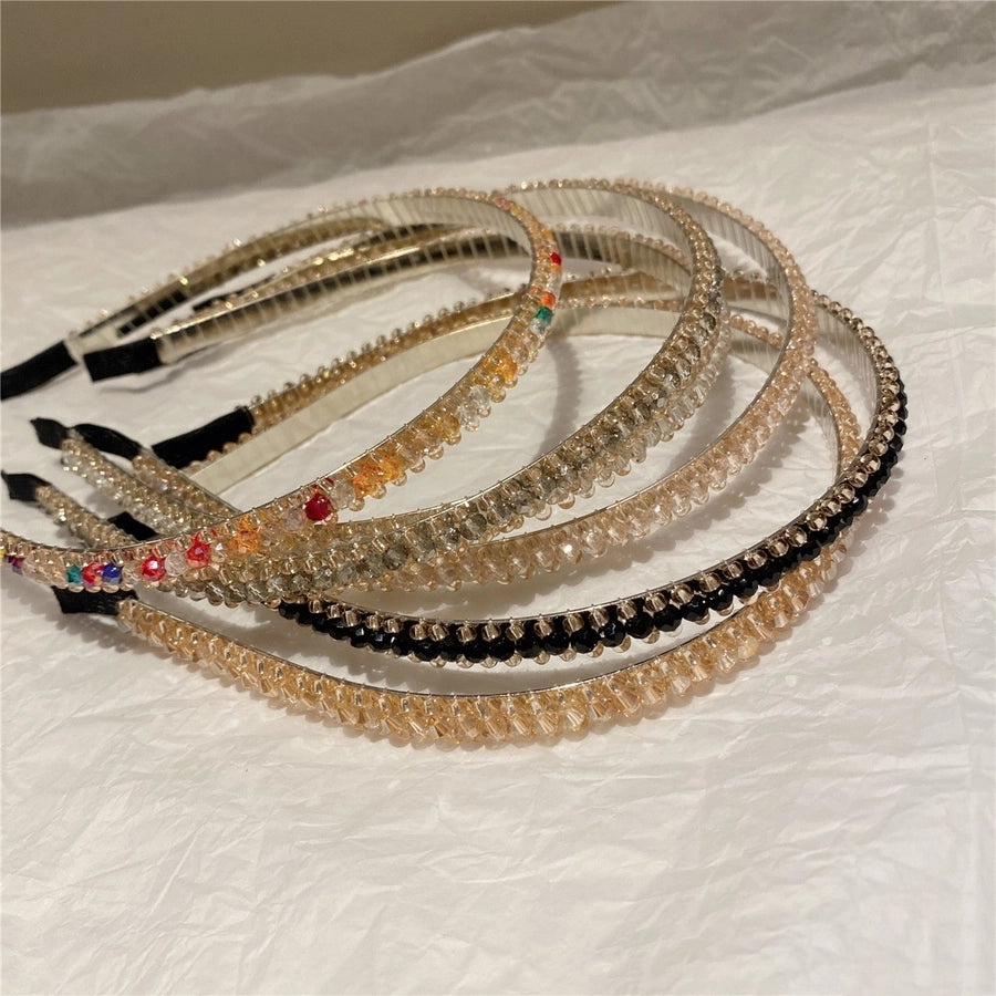 Women's Simple Style Shiny Solid Color Artificial Crystal Diamond Hair Band