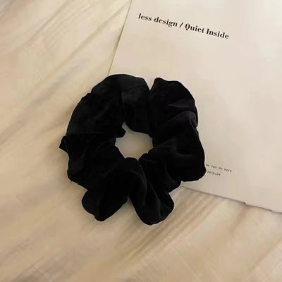 simple style solid color cloth flannel pleated hair tie