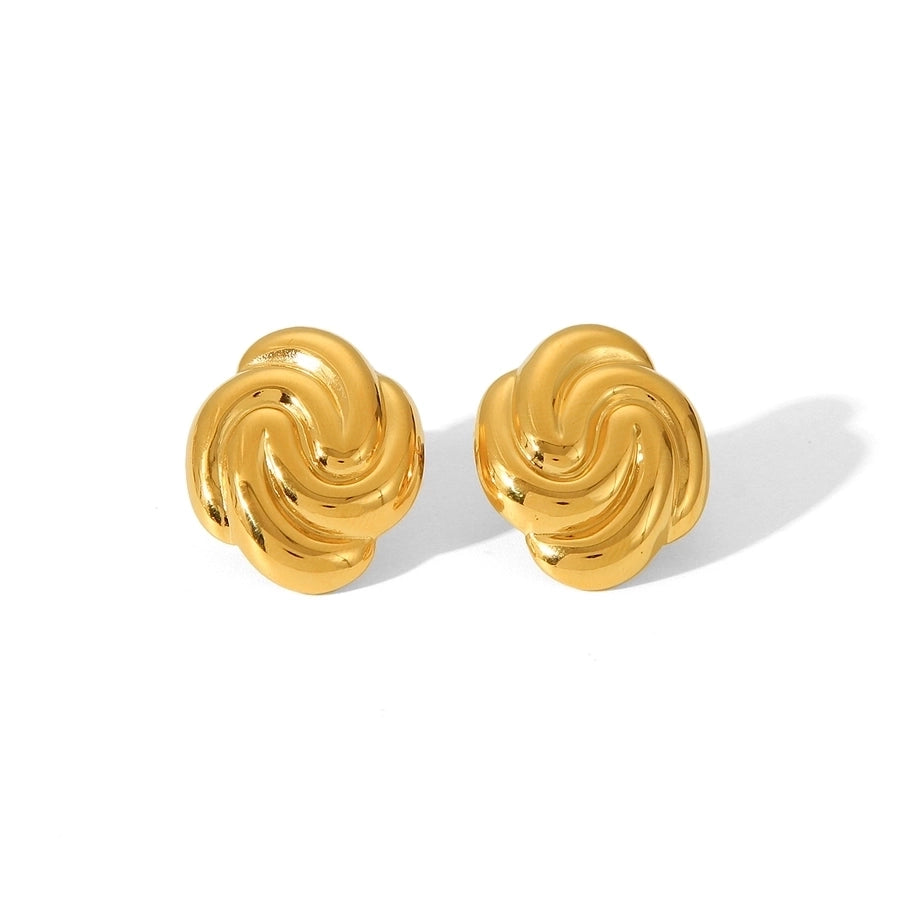 1 Pair IG Style Classic Style Thread 304 Stainless Steel Titanium Steel 18K Gold Plated Ear Studs