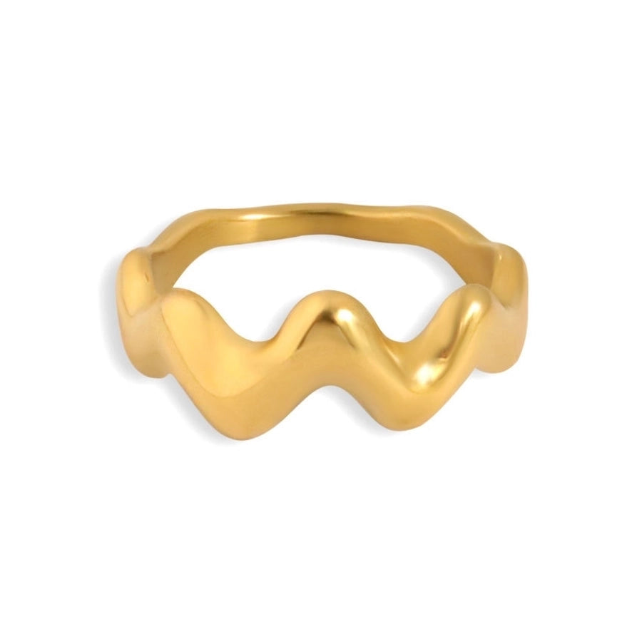 Jewelry Simple Style Waves Solid Color 304 Stainless Steel Rings