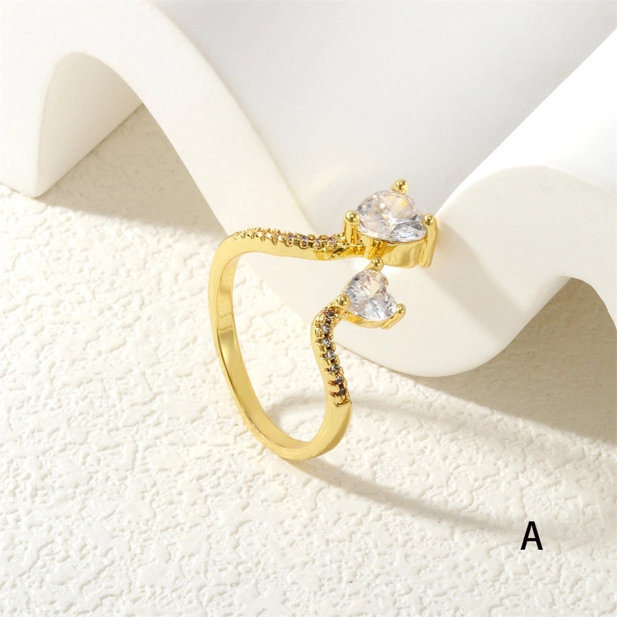 Jewelry Elegant Commute Heart Shape Copper Zircon Rings