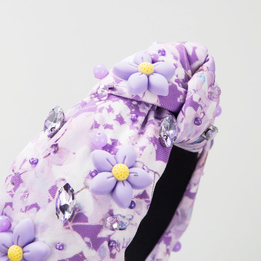 Women's Cute Sweet Flower Petal Imitation Pearl Cloth Inlay Rhinestones Pearl Hair Band