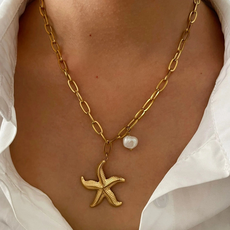 Jewelry Marine Style Classic Style Starfish 316L Stainless Steel  Plating Pendant Necklace