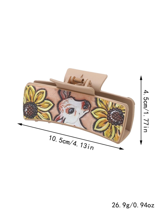 women's vintage style simple style sunflower pu leather hair claws