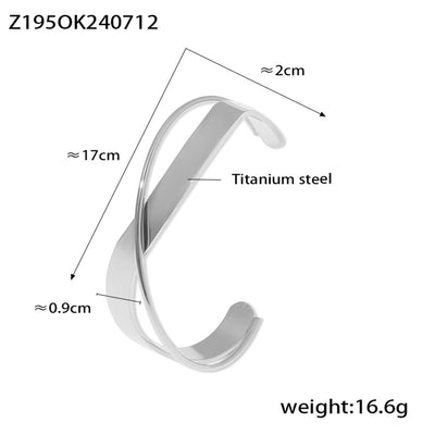 Casual Simple Style Geometric Titanium Steel Wide Bracelet In Bulk