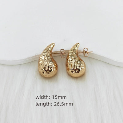 1 Pair Casual Glam Water Droplets Polishing 304 Stainless Steel Steel Gold Plated Ear Studs