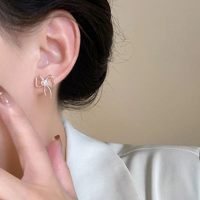 1 Pair Casual Simple Style Streetwear Bow Knot Plating Copper Ear Studs