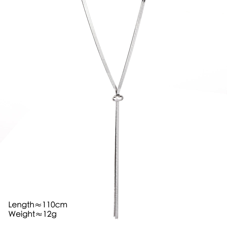Jewelry Elegant Streetwear Solid Color 304 Stainless Steel Long Necklace Necklace