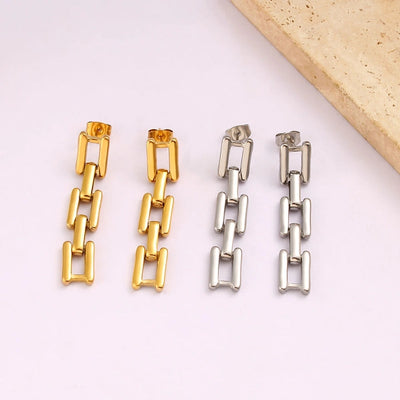 1 Pair Simple Style Commute Square 304 Stainless Steel 316 Stainless Steel  18K Gold Plated Drop Earrings