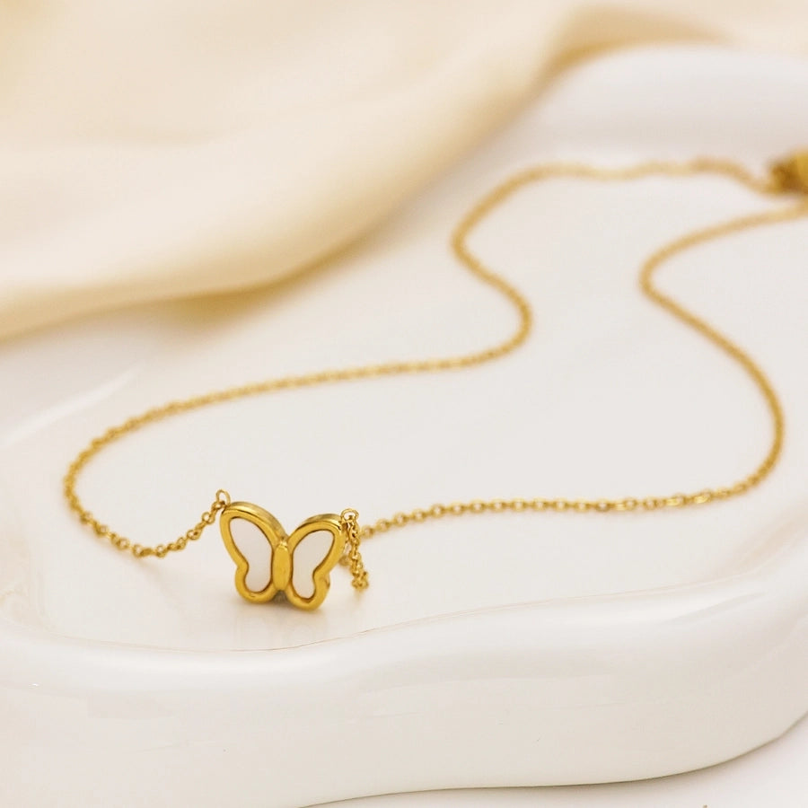 Jewelry Cute Romantic Simple Style Butterfly 304 Stainless Steel Pendant Necklace