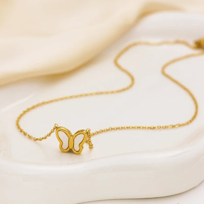 Jewelry Cute Romantic Simple Style Butterfly 304 Stainless Steel Pendant Necklace