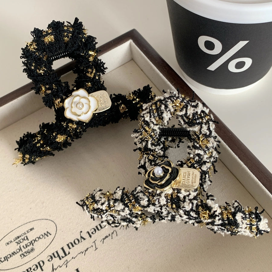 women's princess cute sweet flower plastic cloth inlaid pearls hair claws