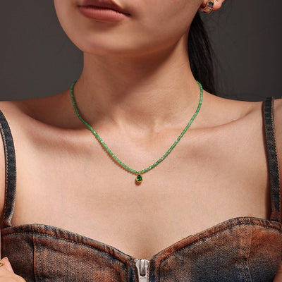 Jewelry Elegant Water Droplets 304 Stainless Steel Opal 18K Gold Plated Beaded Plating Inlay Pendant Necklace