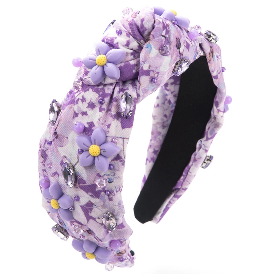Women's Cute Sweet Flower Petal Imitation Pearl Cloth Inlay Rhinestones Pearl Hair Band