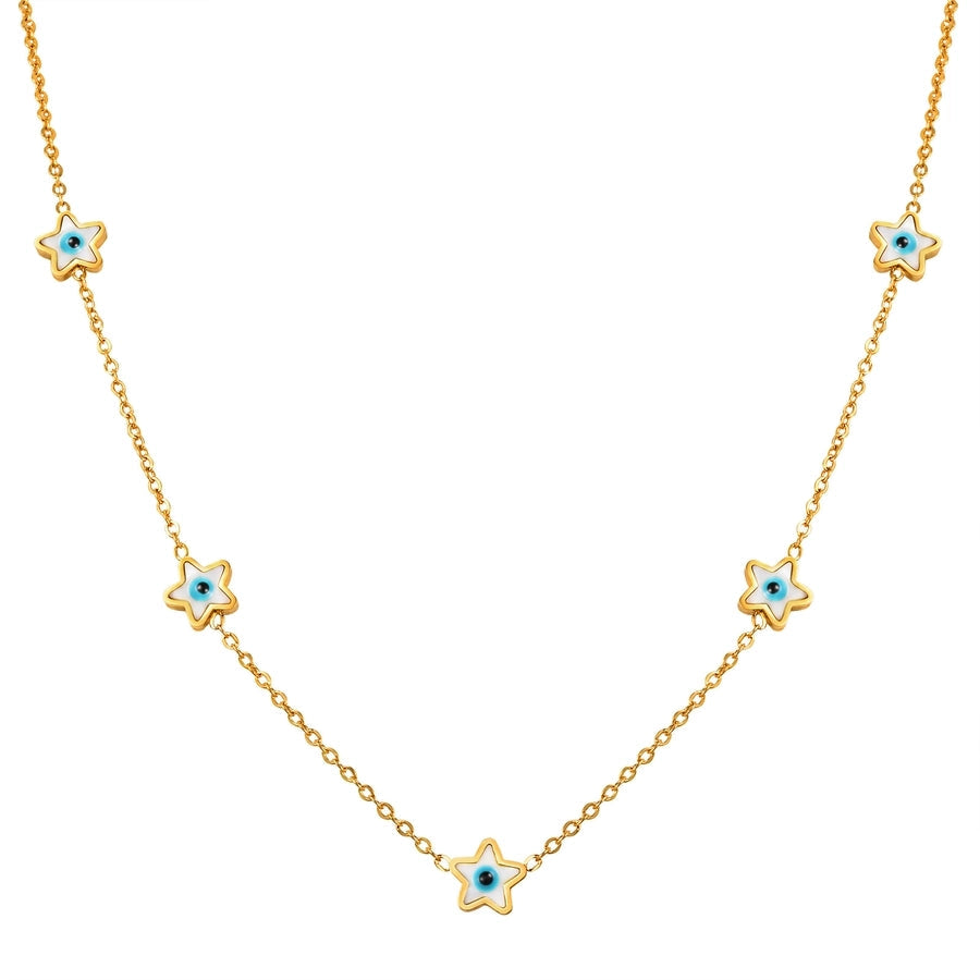 Jewelry Vintage Style Simple Style Heart Shape Eye Flower 201 Stainless Steel Necklace