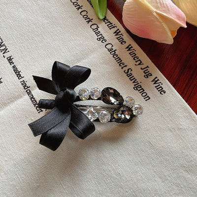 Korean Dongdaemun Hair Accessories Elegant Sweet Bow Rhinestone Hairpin Fashion Bangs Clip Side Clip Women's Side Hairpin
