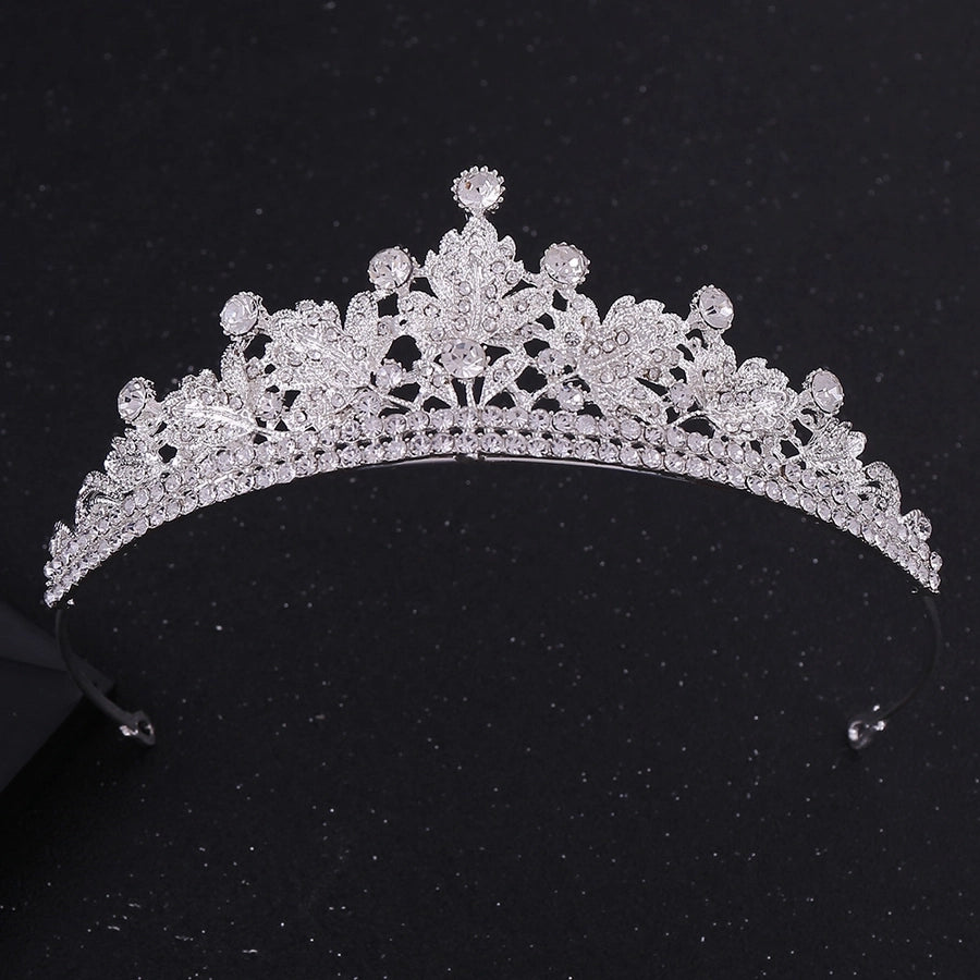 fashion leaf crown alloy inlay rhinestones crown 1 piece