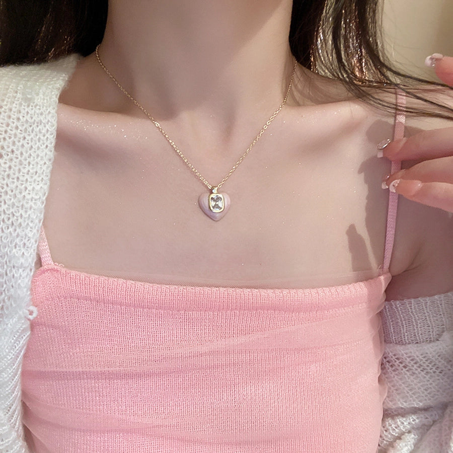 Copper Enamel Heart Shape Pendant Necklace