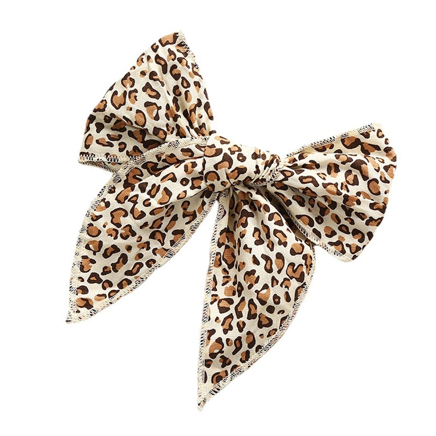 spring new cotton print hairpin children girl bow ponytail hairpin