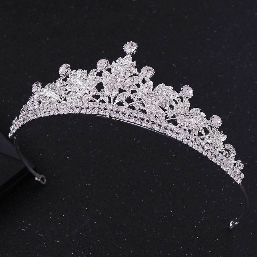 fashion leaf crown alloy inlay rhinestones crown 1 piece