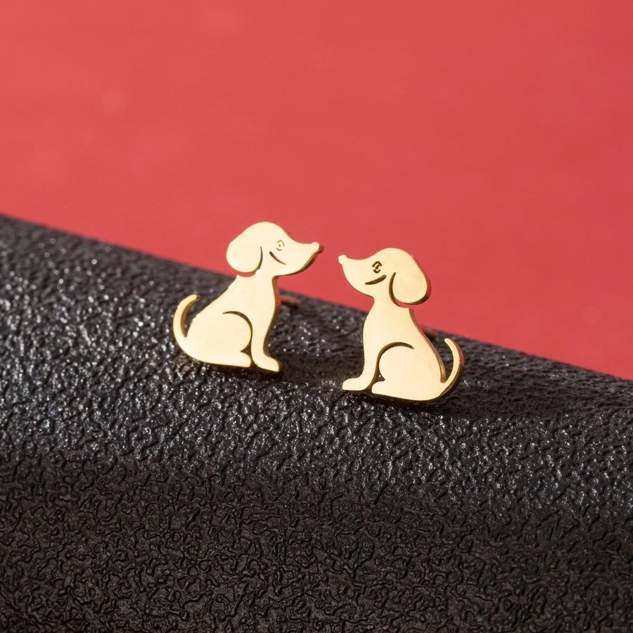 1 Pair Cute Simple Style Dog Polishing 304 Stainless Steel 18K Gold Plated Ear Studs