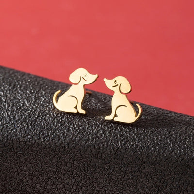 1 Pair Cute Simple Style Dog Polishing 304 Stainless Steel 18K Gold Plated Ear Studs